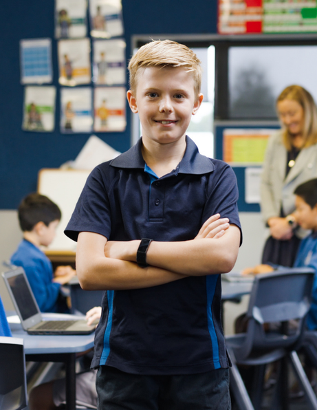Student in a classroom